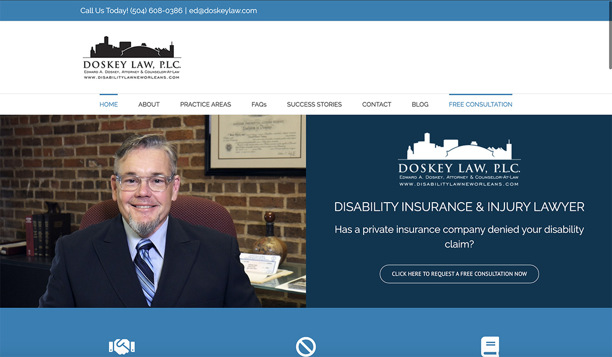 An example of our web design work - Doskey Law's homepage