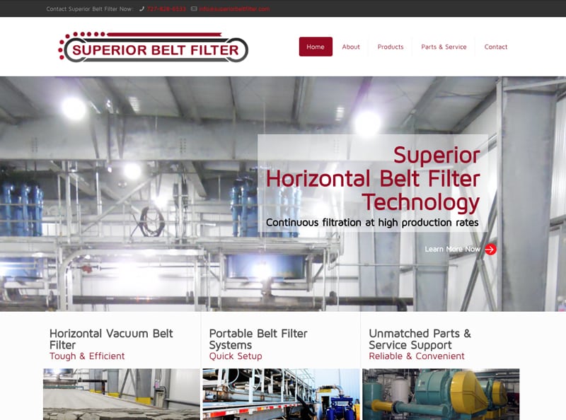 Superio Filter Belt Website Screenshot